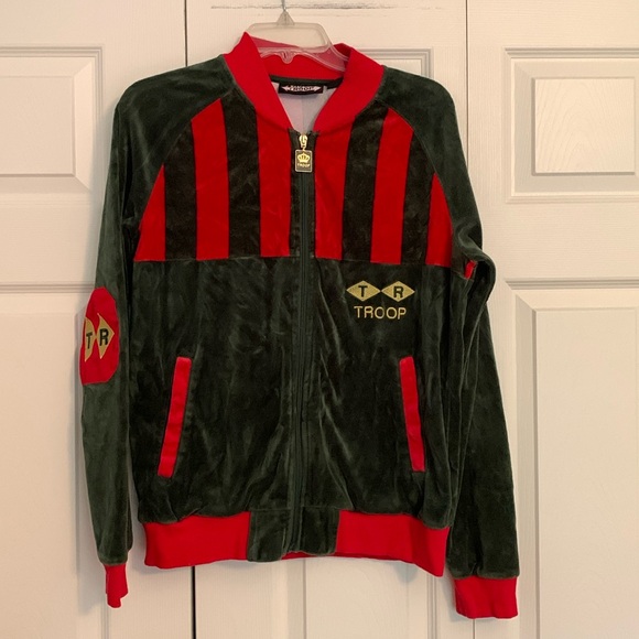Men's Size S Troop Red | Green Crown Royal Velour Track Jacket.  L1 - Picture 1 of 9